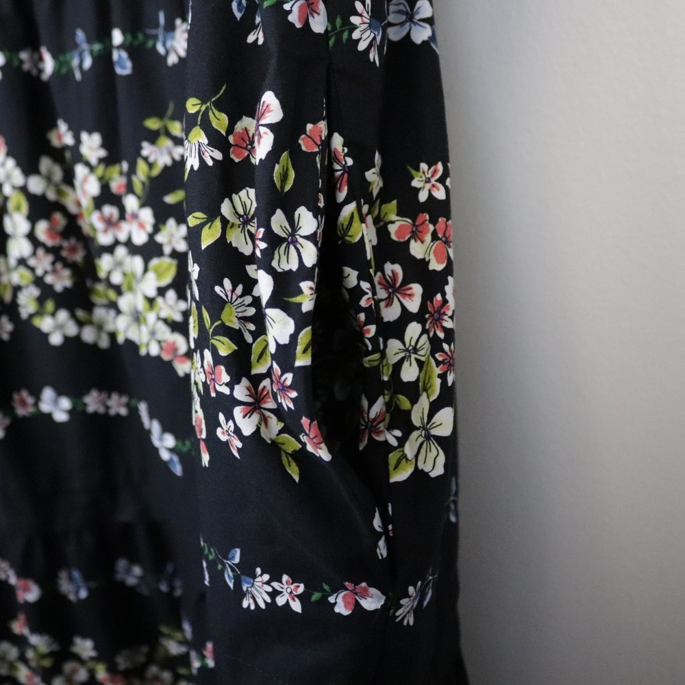 Anthropologie Somerset Maxi Dress Black Floral 3X Tiered Smocked - Picture 9 of 12